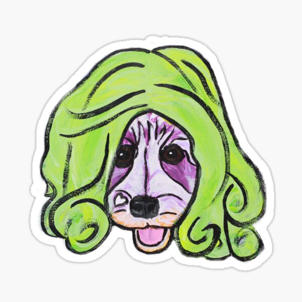 Niño the Schnauzer in Green Wig II Sticker