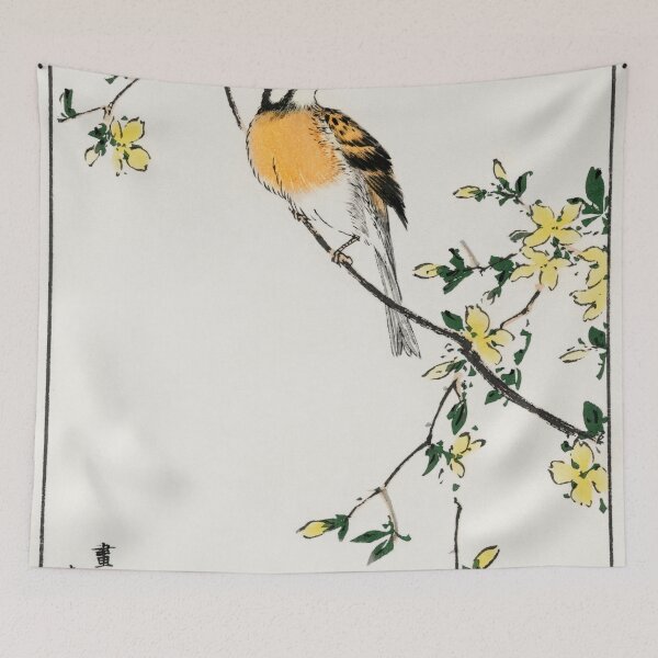 Item preview, japanese meadow bunting and golden ball illustration 41572328710 designed and sold by Bird-Lore.