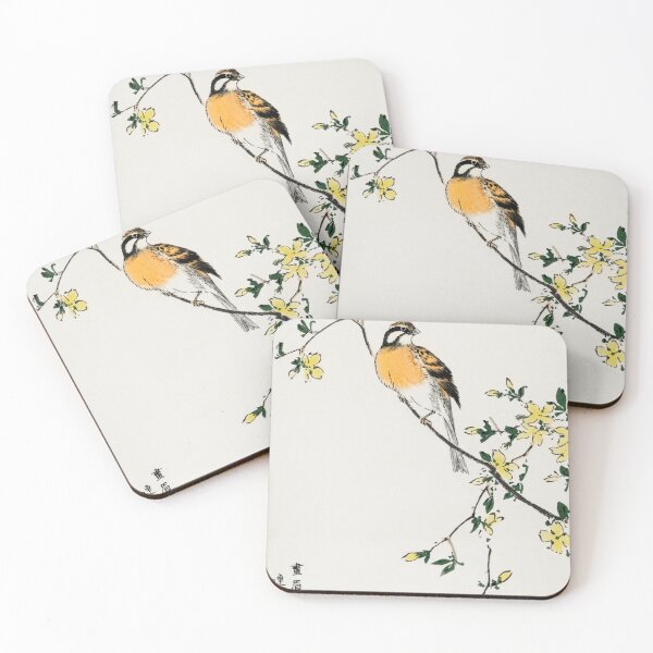 Item preview, japanese meadow bunting and golden ball illustration 41572328710 designed and sold by Bird-Lore.