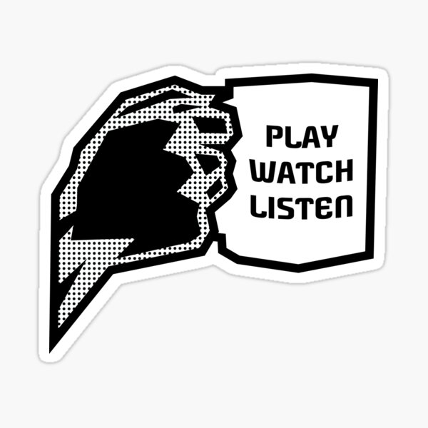 Aperçu de l'œuvre Jouer, regarder, café (noir) créée et vendue par PlayWatchListen.