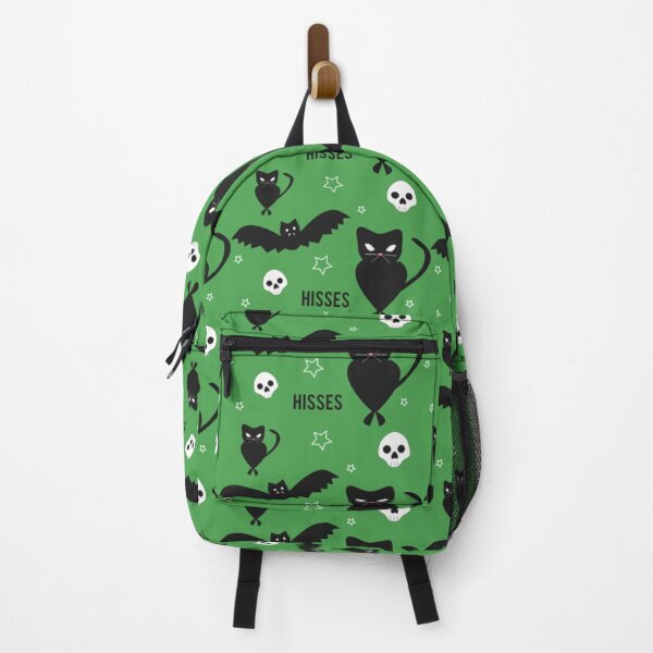 Item preview, "Hisses" Cats with Bats Pattern (green) designed and sold by usha5o.