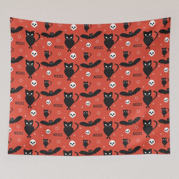 Item preview, "Hisses" Cats with Bats Pattern(orange) designed and sold by usha5o.