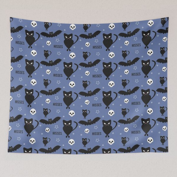 Item preview, "Hisses" Cats with Bats Pattern(blue) designed and sold by usha5o.