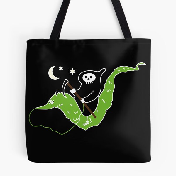 Item preview, Death riding worm on a string - Halloween cute grim reaper designed and sold by Craftaholic.