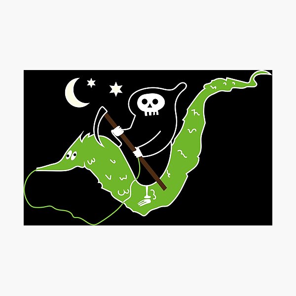Item preview, Death riding worm on a string - Halloween cute grim reaper designed and sold by Craftaholic.