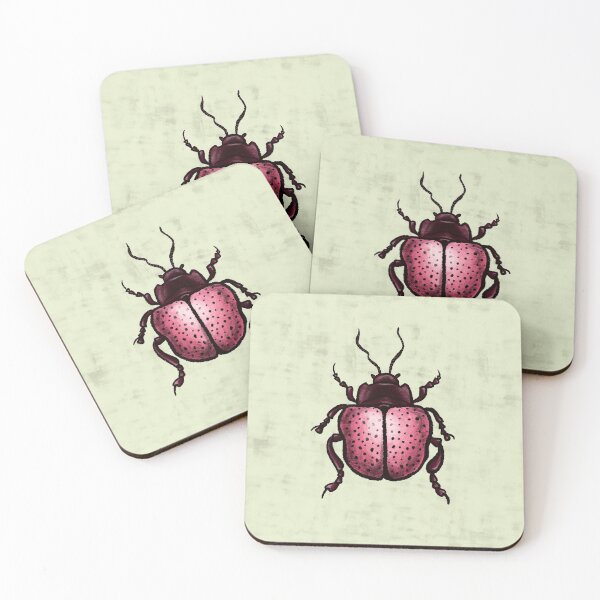 Item preview, Pink Beetle Dots Insect Art designed and sold by Boriana Giormova.
