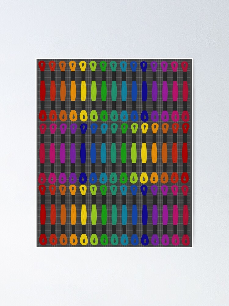 "Embroidery Cross Stitch Floss Skeins Rainbow w/grid" Poster by GranniePanties Redbubble