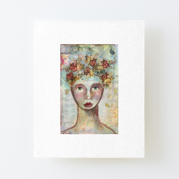 Meet Flora the whimsical Girl Aufgezogener Druck auf Leinwandkarton