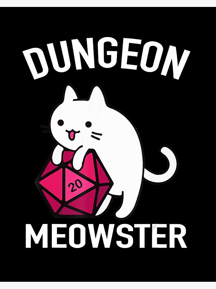 Dungeon Meowster Funny Nerdy Gamer Cat D20 Dice DnD Game