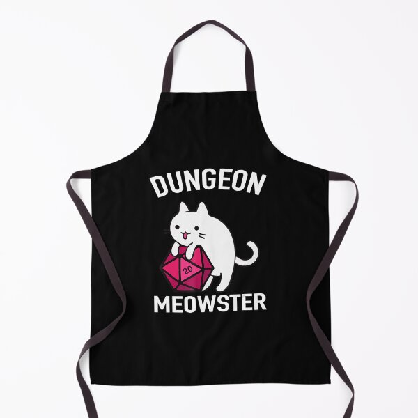 Dungeon Meowster Funny DnD Gamer Cat D20 Apron
