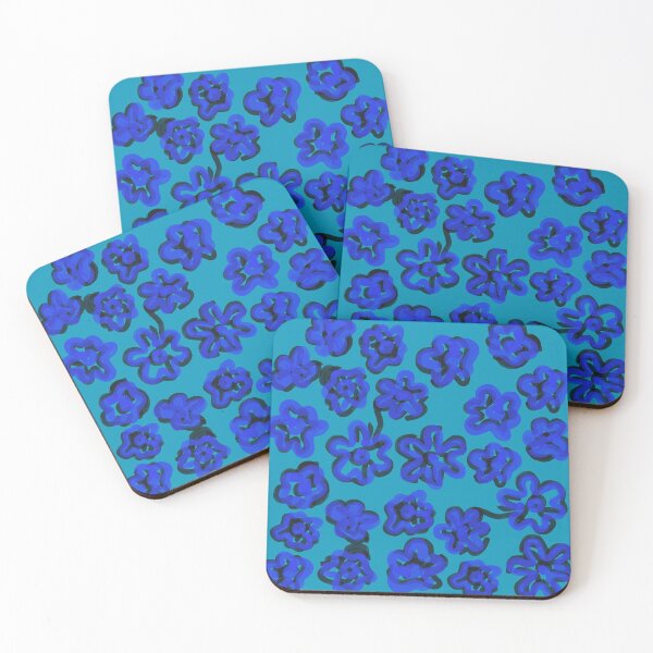 Item preview, Blue Flowers on Teal designed and sold by foft.