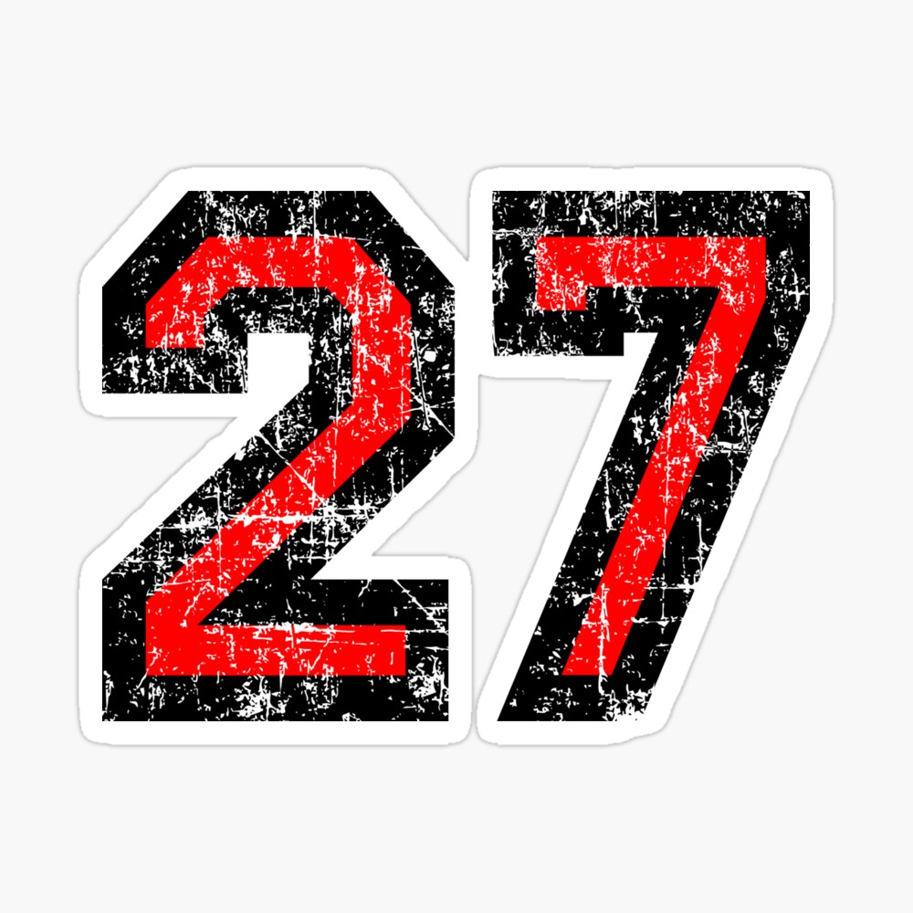 Number 27 (Vintage Red) 27th Birthday\