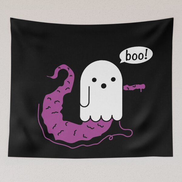 Item preview, Disapproving ghost worm on a string - cute halloween designed and sold by Craftaholic.
