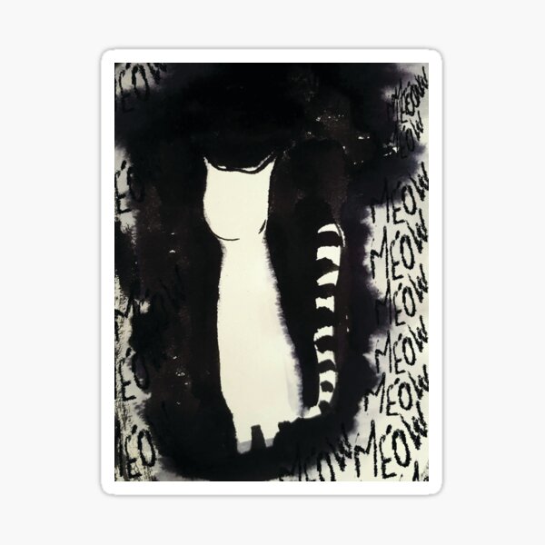 Inky White Kitty Sticker