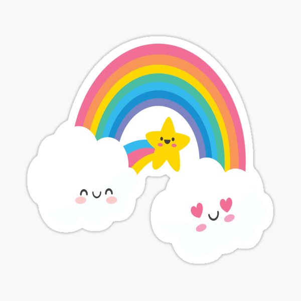 "Happy Smiley Face Rainbow with Pink" Sticker for Sale by helleneng