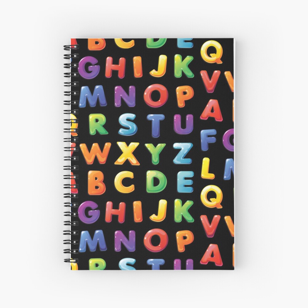 "Colorful Alphabet Letters Pack Set" Spiral Notebook for Sale by