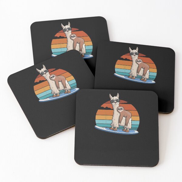 Item preview, Hipster Sloth on Llama Stand Up Paddle Retro SUP Sunset Art designed and sold by Skizzenmonster.