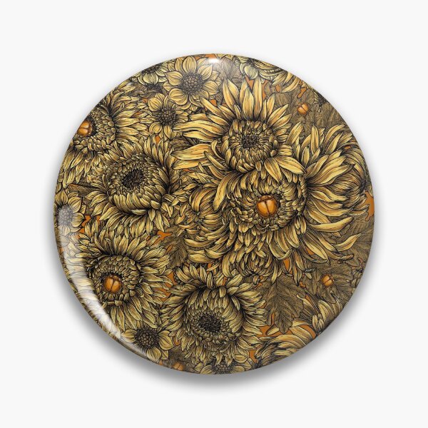 Item preview, Yellow chrysanthemum flowers and orange bettles designed and sold by Katerina Mitkova Kirilova.