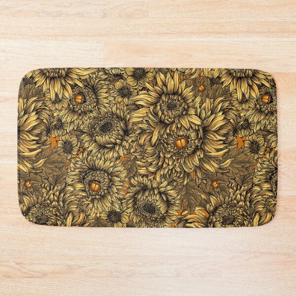 Item preview, Yellow chrysanthemum flowers and orange bettles designed and sold by Katerina Mitkova Kirilova.