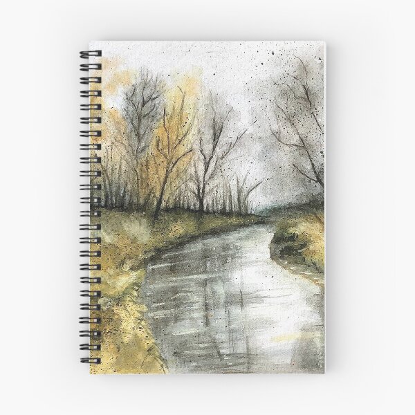 Item preview, Cold November river watercolor painting  designed and sold by GittaG74.