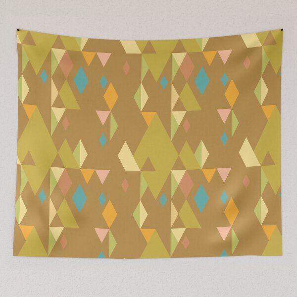 Item preview, Rhombuses on mustard yellow background, abstract seamless pattern designed and sold by Irina Ivanova.