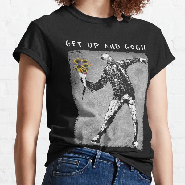 Vista previa del artículo con la obra «Levántate y Gogh - Banksy Van Gogh arrojando flores», diseñado y vendido por belugastore.