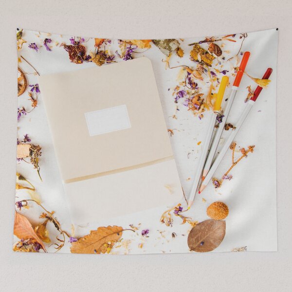 Item preview, Notebook, pencils and plants on the white background, studio shoot. Colorful stationery things and accessories. designed and sold by Taidundua.