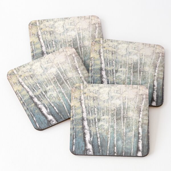 Item preview, Idyllic Birches forest watercolor painting bleu designed and sold by GittaG74.