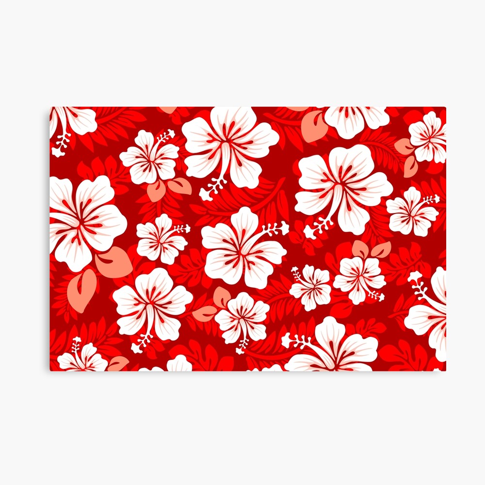 Hawaiian Aloha Shirt Pattern — Red Sticker for Sale by staticnoise