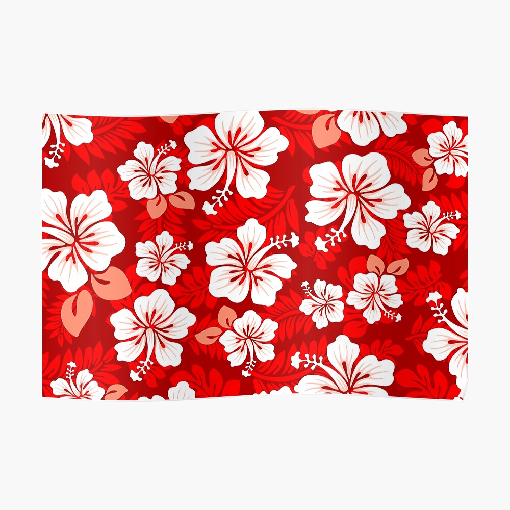 Hawaiian Aloha Shirt Pattern — Red | Tapestry