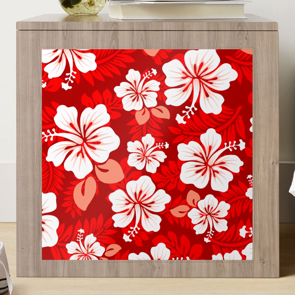 Hawaiian Aloha Shirt Pattern — Red Sticker for Sale by staticnoise