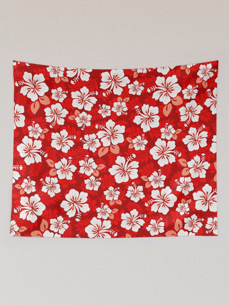 Hawaiian Aloha Shirt Pattern — Red | Tapestry