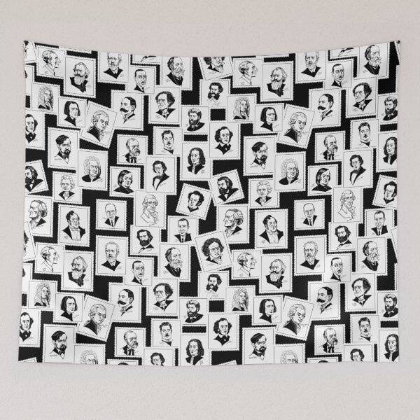 Item preview, Pattern from stamps with 30 great composers (black&white version) designed and sold by Irina Ivanova.