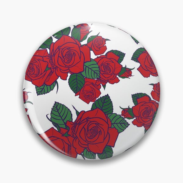 Item preview, Vector red roses and green leaves with purple outlines againts white background seamless pattern.  designed and sold by jamiesoondesign.
