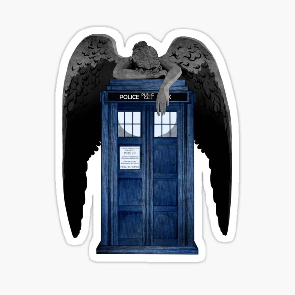 Angel Weeping on Blue Box Sticker
