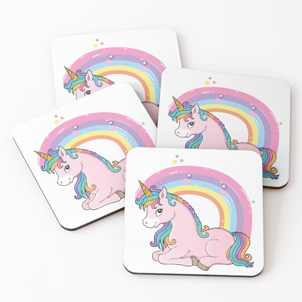 Item preview, Unicorn, sitting in front of a rainbow - some of our favourite things. Pretty, colourful illustration designed and sold by JellyBeenzz.