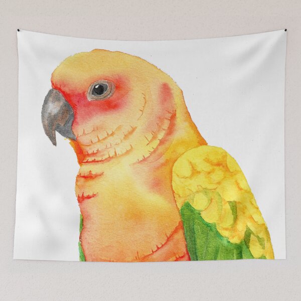Item preview, sun conure tropical parrot watercolor designed and sold by L'Atelier Oranjade.