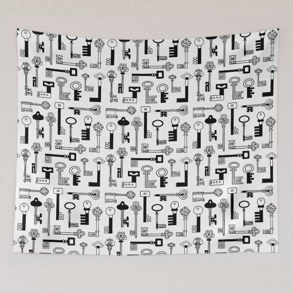 Item preview, Keys black and white pattern designed and sold by Cat Print.