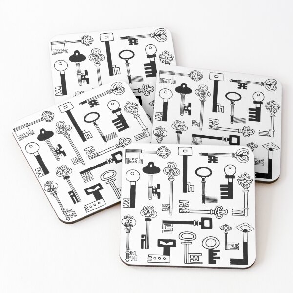 Item preview, Keys black and white pattern designed and sold by Cat Print.