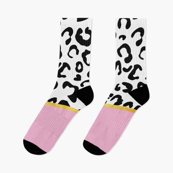 Item preview, Black and white leopard print on pink, golden lining designed and sold by ColorsHappiness.
