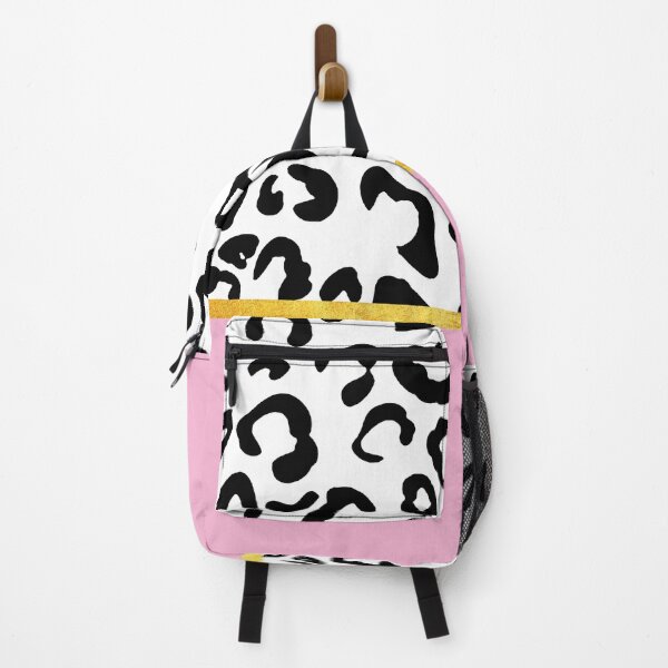 Item preview, Black and white leopard print on pink, golden lining designed and sold by ColorsHappiness.