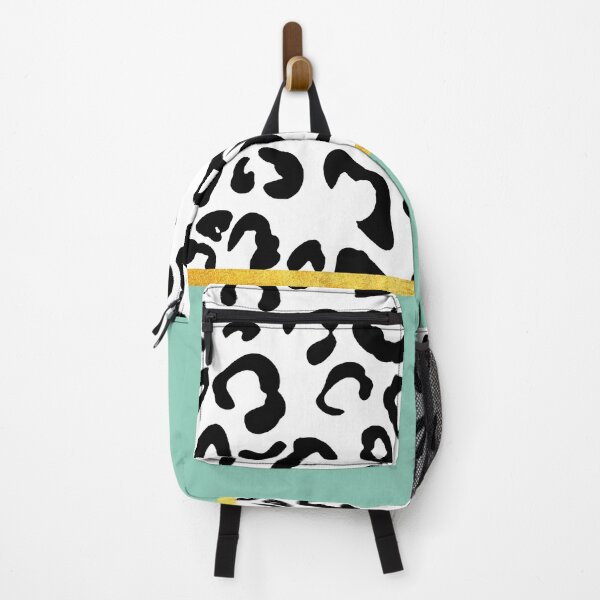 Item preview, Black and white leopard print on mint, golden lining designed and sold by ColorsHappiness.