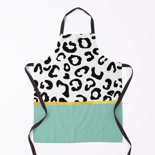 Item preview, Black and white leopard print on mint, golden lining designed and sold by ColorsHappiness.