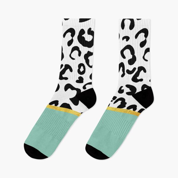 Item preview, Black and white leopard print on mint, golden lining designed and sold by ColorsHappiness.