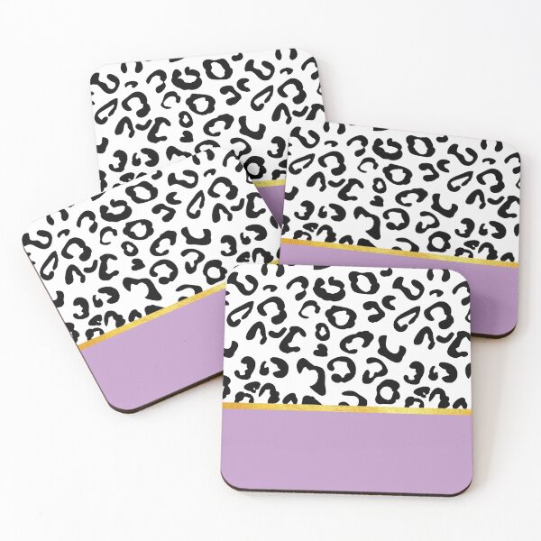 Item preview, Black and white leopard print on purple, golden lining designed and sold by ColorsHappiness.