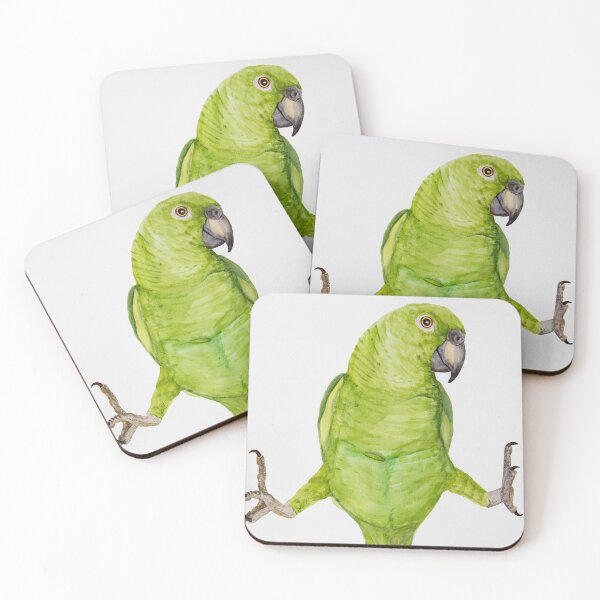 Item preview, Green amazon parrot bresil bird tropical watercolor designed and sold by L'Atelier Oranjade.