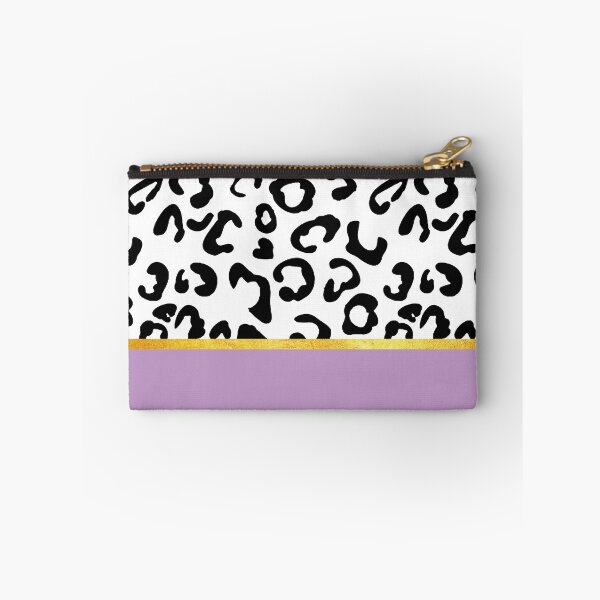 Item preview, Black and white leopard print on purple, golden lining designed and sold by ColorsHappiness.
