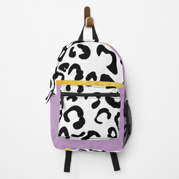 Item preview, Black and white leopard print on purple, golden lining designed and sold by ColorsHappiness.