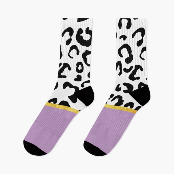 Item preview, Black and white leopard print on purple, golden lining designed and sold by ColorsHappiness.