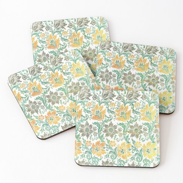 Item preview, Vintage Yellow and Teal Floral Chenille designed and sold by hellcom.